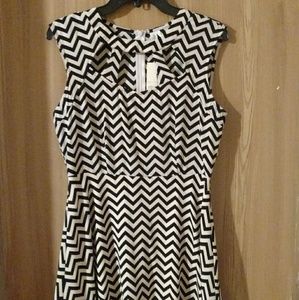 Cream and black mini dress